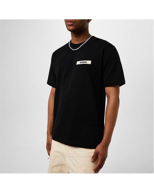 Jacquemus Black Grosgrain Brand Tab T-shirt for men