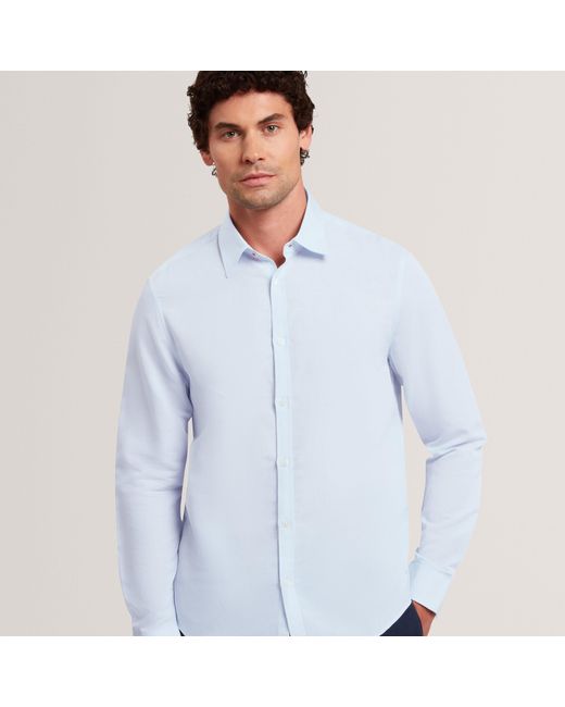 Ted Baker White Ls Regular Fit Linen Shirt for men