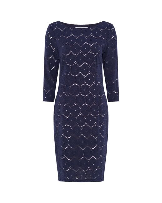 Gina Bacconi Blue Mirabella Three-Quarter Sleeve Dress
