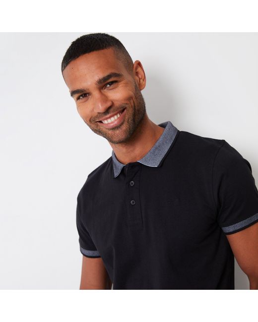 Threadbare Blue Birdseye Collar Cotton Jersey Polo Shirt for men
