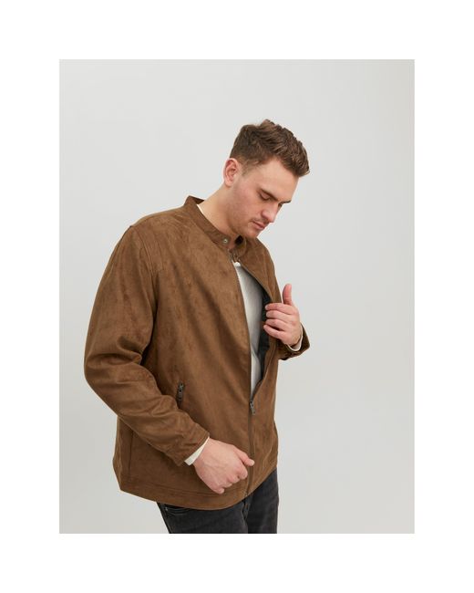 Jack & Jones Brown Clean Faux Leather Jacket for men