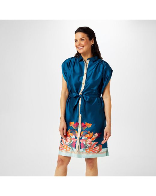 Biba Blue Border Print Tunic Dress