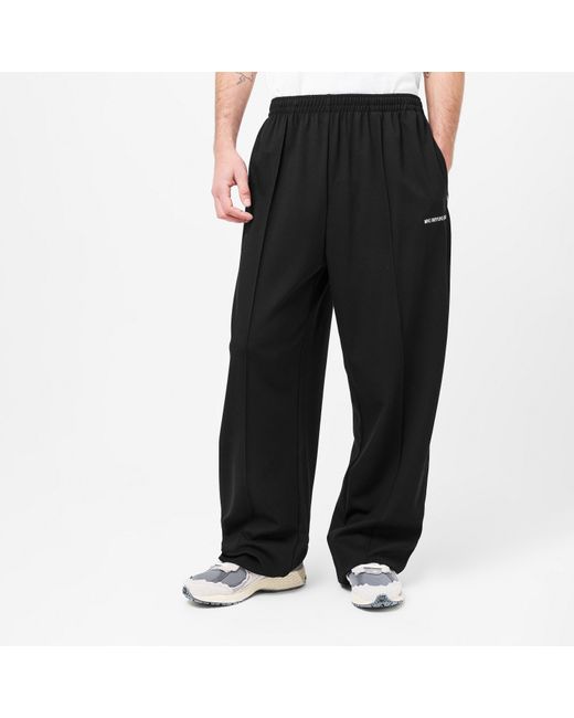 MKI Miyuki-Zoku Black Wide Fit Open Hem Woven Tracksuit Joggers for men