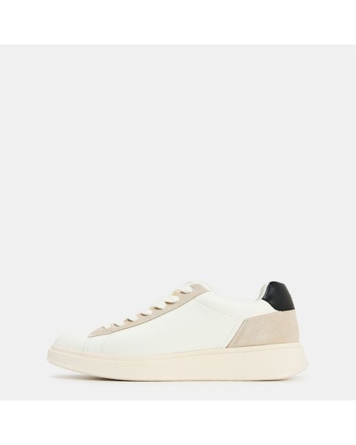Boss White Bulton Platform Leather Trainers for men