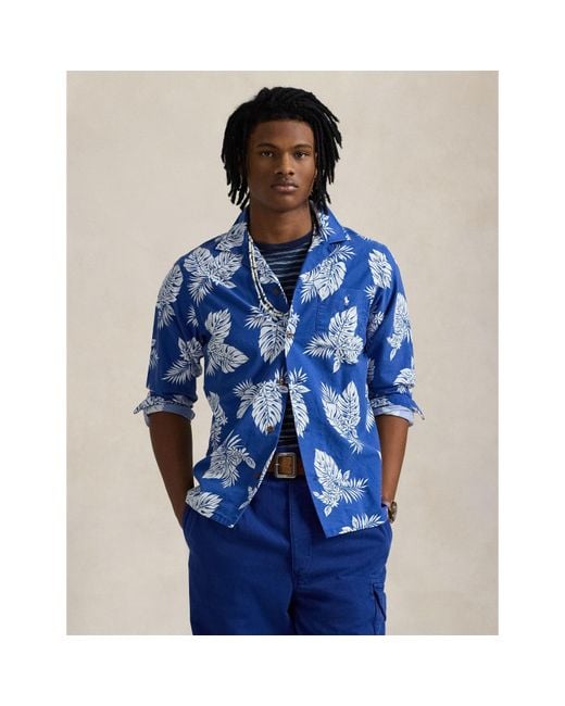 Polo Ralph Lauren Blue Classic Fit Monstera Oxford Shirt for men