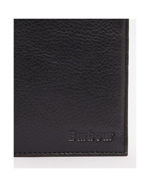 Barbour Black Colwell Leather Billfold Wallet for men