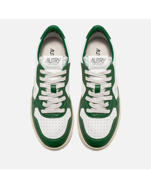 Autry Green Bicolour Leather Court Trainers for men