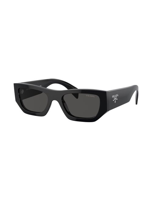 Prada Black Logo Rectangular Sunglasses