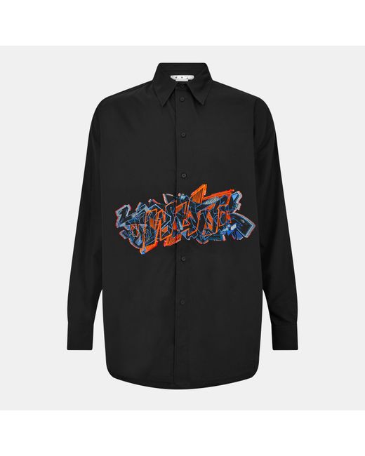 Off-White c/o Virgil Abloh Black Grf Cp Button-Front Oversize Overshirt for men
