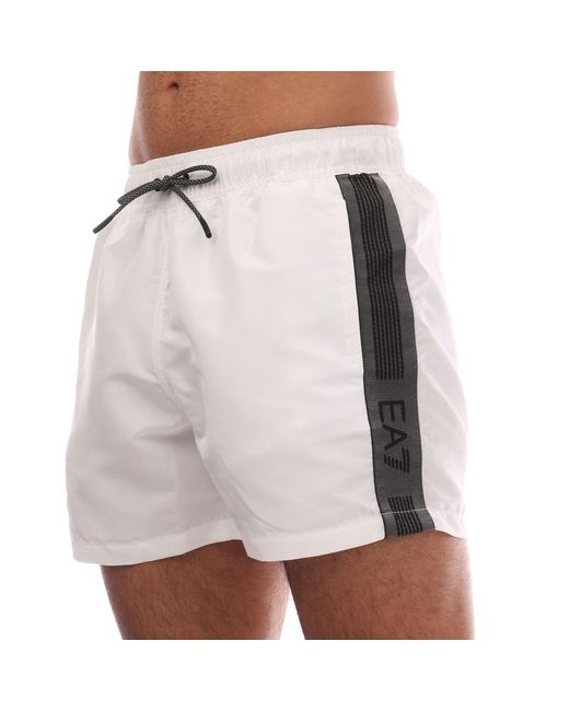 EA7 Gray Logo Tape Swim Shorts for men