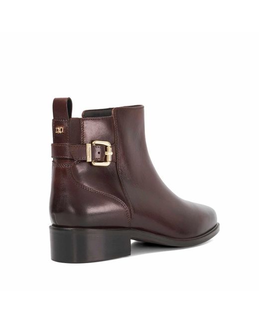 Dune Brown Padri Flat Ankle Boots