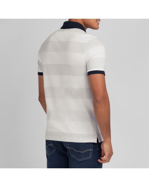 Eden Park White Striped Short-Sleeved Polo Shirt for men