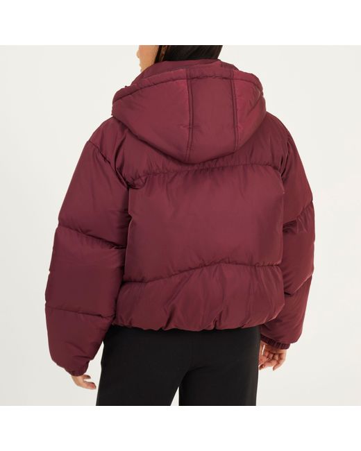 Brave Soul Red Oversized Fit Short Puffer Jacket With Hood