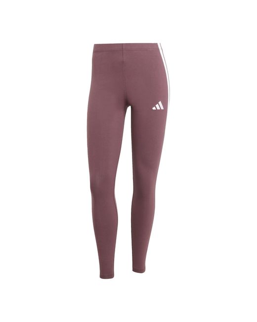 Adidas Purple Essentials 3 Stripe Leggings