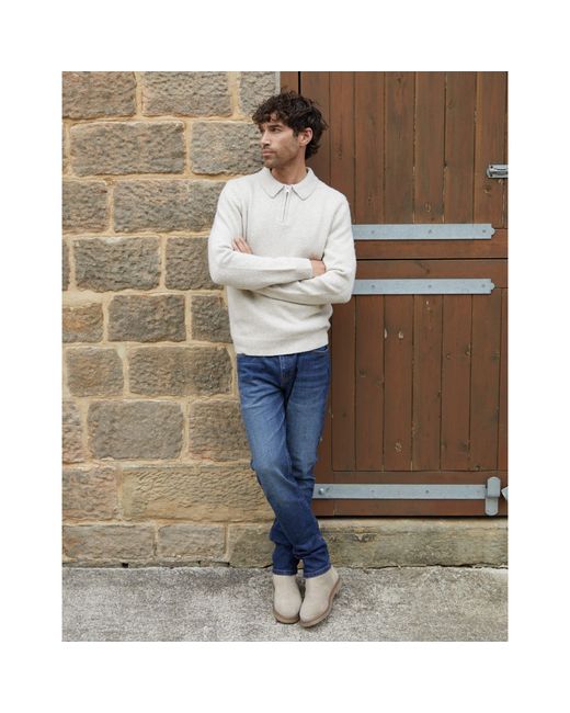 Threadbare Multicolor Windermere Long Sleeve Zip Knitted Polo Shirt for men