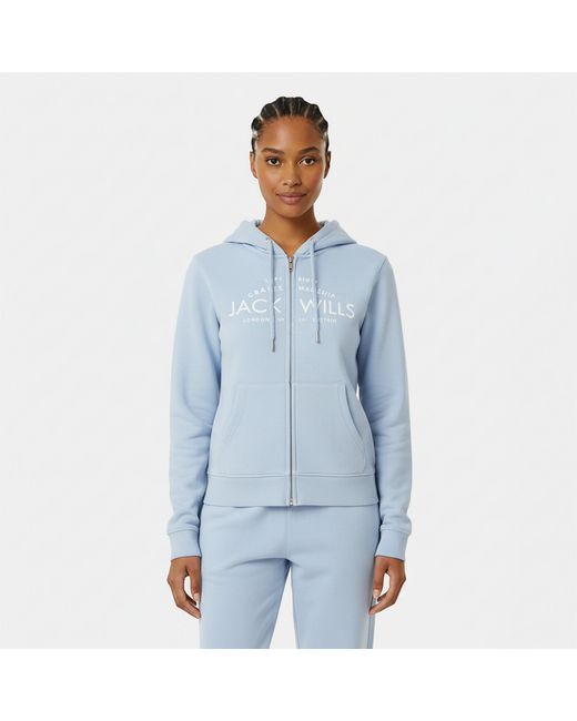 Jack Wills Blue Hunston Logo Zip Hoodie