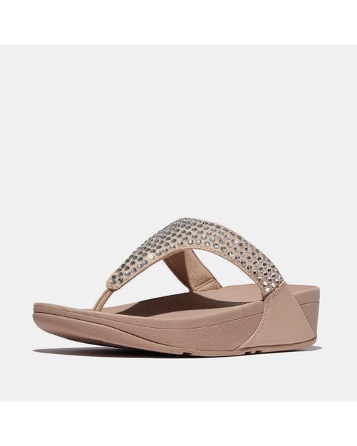 Fitflop Brown Lulu Maxi-Crystal Toe-Post Sandals