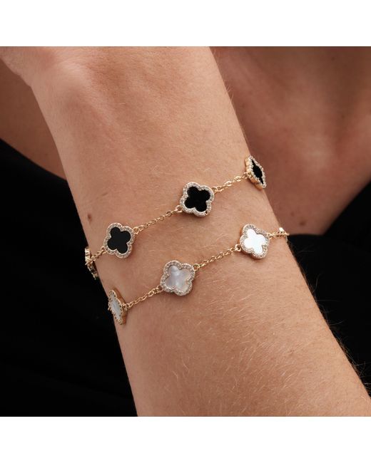 Jon Richard Metallic Plated Mother Of Pearl Clover Bracelet