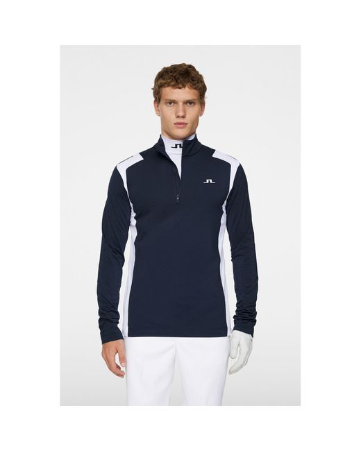 J.Lindeberg Blue Lukas Quarter-Zip Pullover Jumper for men