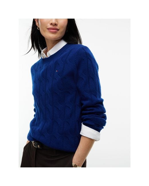 Tommy Hilfiger Blue Tommy Wool Cbl Knit Ld64