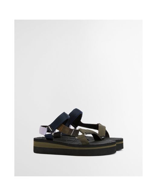 Barbour Black Mila Flatform Sandals