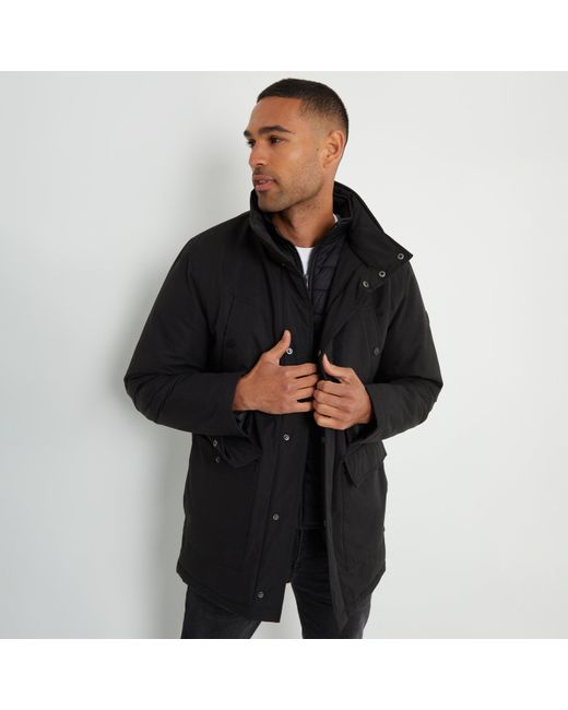 Threadbare Black Showerproof Funnel Neck Short Puffer Jacket for men
