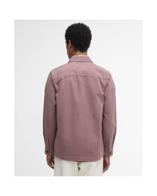 Barbour Purple Washed Cotton Long Sleeve Overshirt for men