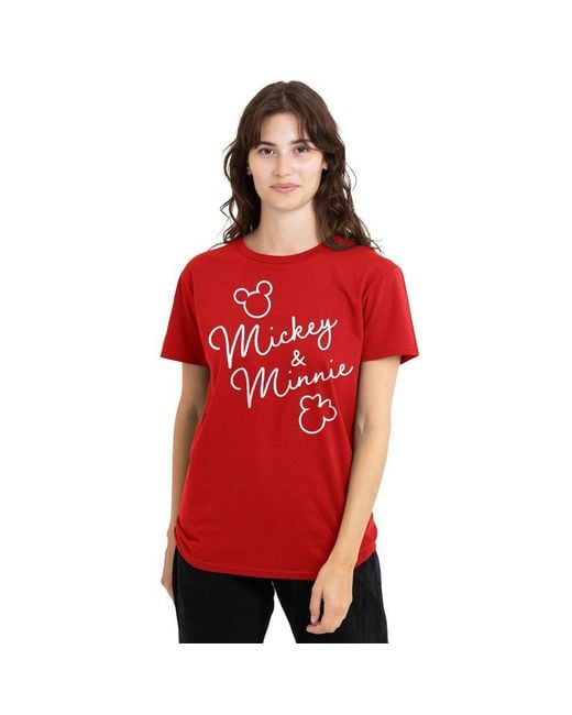 Disney Red Mickey And Minnie Classic Signatures T-Shirt