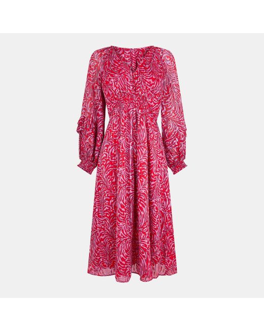 French Connection Red Calista Midi A-Line Dress