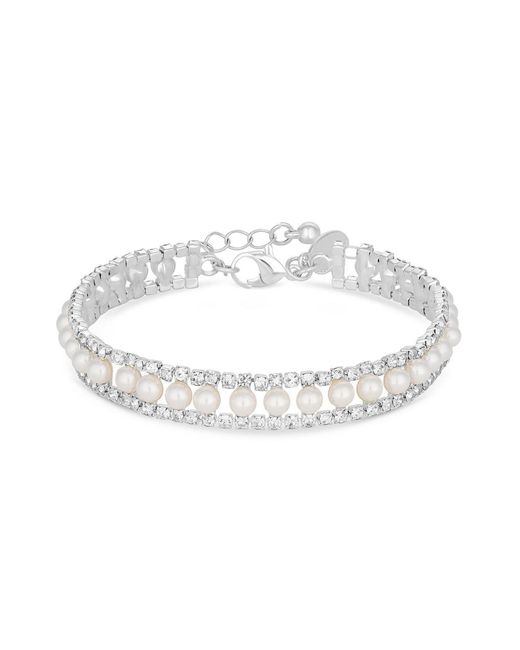 Jon Richard Natural Plated Pearl And Crystal Bracelet