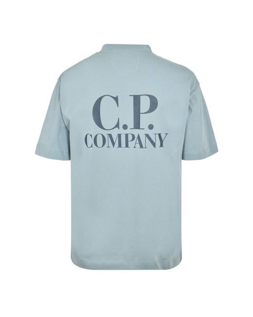 C P Company Blue Double Logo Tee for men