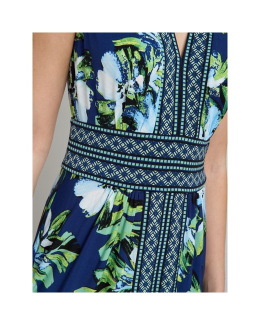Gina Bacconi Blue Marisa V-Neck Sleeveless Maxi Dress