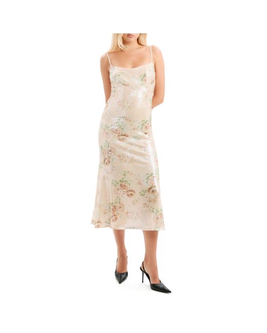 Bardot White Adoni Sequin Mesh Midi Dress