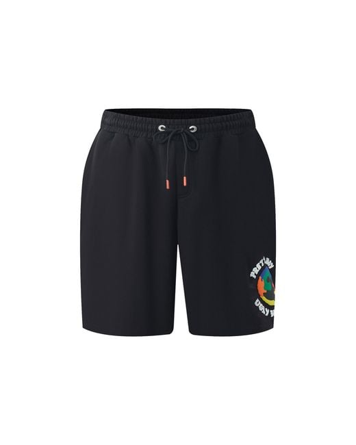PRETTY BOY UGLY WORLD Blue Cotton 4 Pockets Fleece Jogger Shorts for men