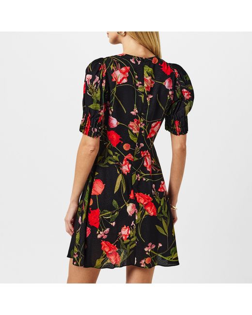 Ted Baker Black Sienno Mini Puff Sleeve Tea Dress