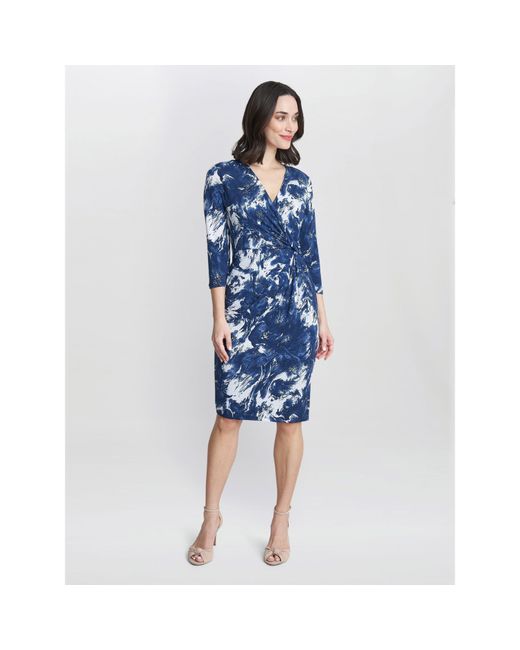 Gina Bacconi Blue Bonnie Jersey Wrap Dress