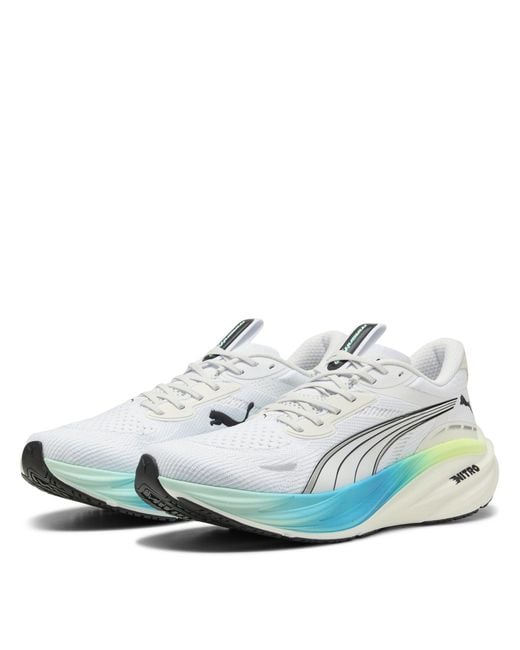 PUMA White Magnify Nitro 3 Everyday Neutral Road Running Shoes for men