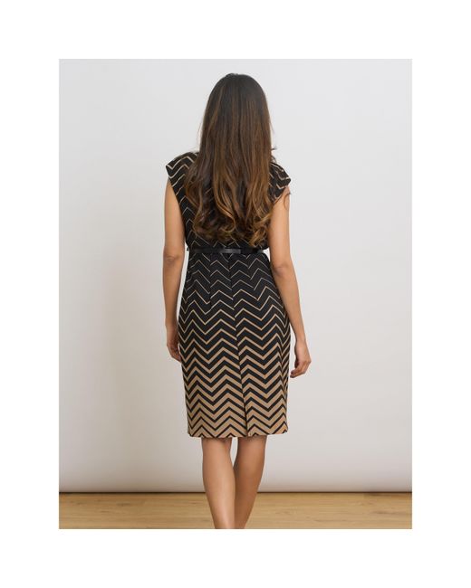 Gina Bacconi Black Sofie Print Dress With Belt