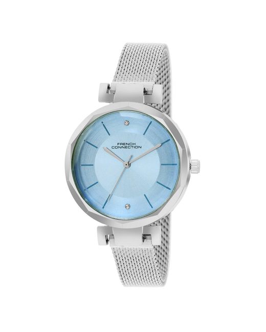 French Connection Blue Case Round Shape Strap Quartz Watch