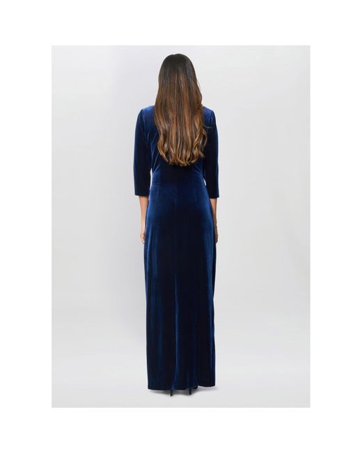 Gina Bacconi Blue Paris Velvet Maxi Dress With 3/4 Sleeve