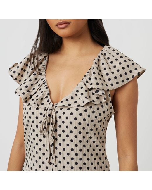 Brave Soul Multicolor Bs Mini Polka Dot Dress With Frill Detail