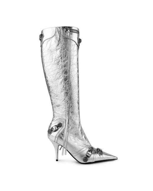 Balenciaga Gray Bal Cagole Knee High Boots
