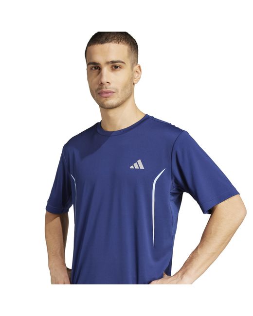 Adidas Blue Tech App Short-Sleeve Performance Gym Top for men