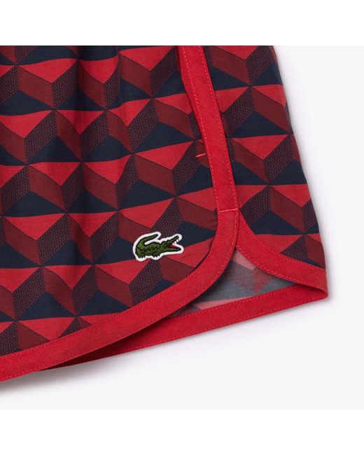 Lacoste Red Graphic Motif Short Draped Shorts