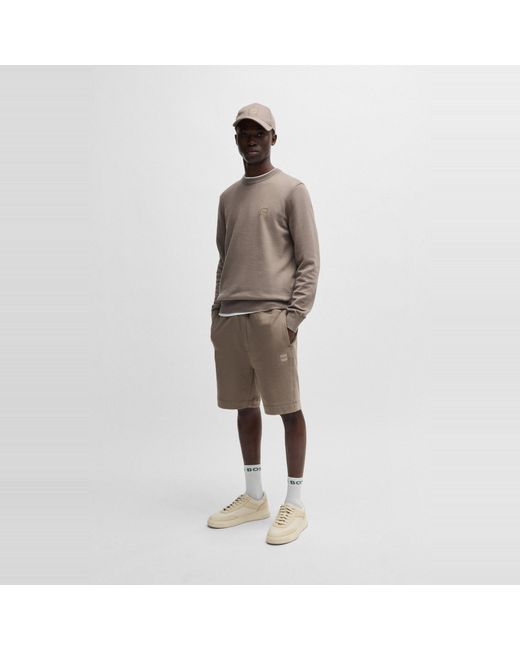 Boss Gray Mid-Length Elasticated Drawstring Fleece Shorts for men