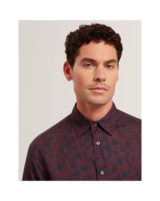 Ted Baker Purple Floral Long-Sleeve Patterned Shirt for men