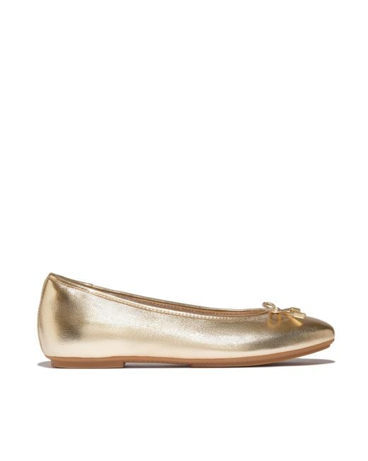 Fitflop Natural Bow Metallic Ballet Pumps