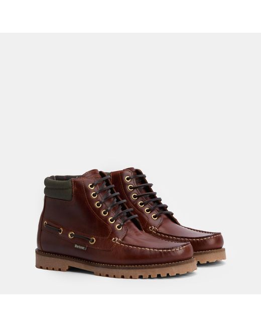 Barbour Brown Tiler Moc Flat Ankle Boots for men