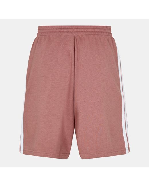 Adidas Red Essentials 3 Stripe Fleece Shorts for men