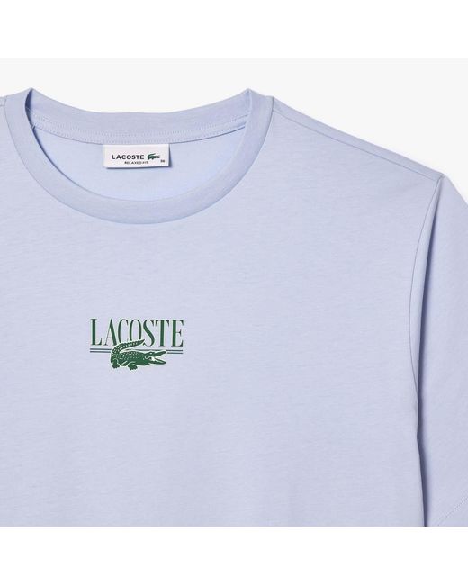 Lacoste Blue Relaxed-Fit Printed Cotton T-Shirt